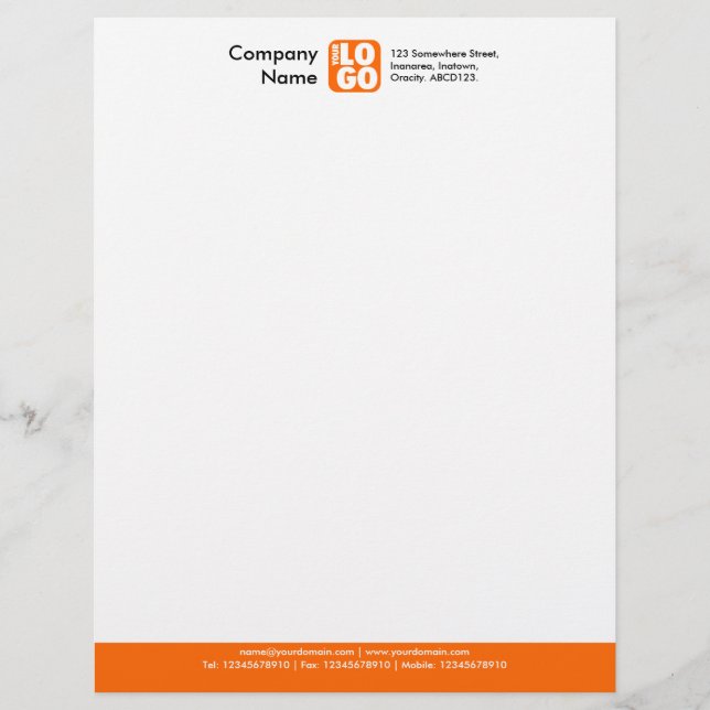 Color Footer (Your Logo) - Orange Letterhead (Front)