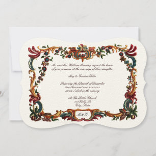Color French Baroque Rococo Floral Border Invitation