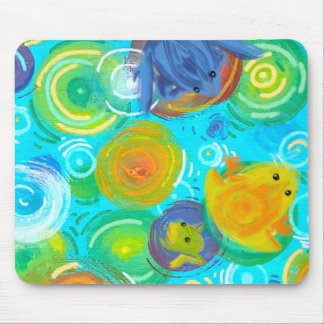 Color frogs on colorful water mouse pad