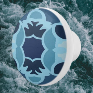 Color Fun Blue Collage Ceramic Knob