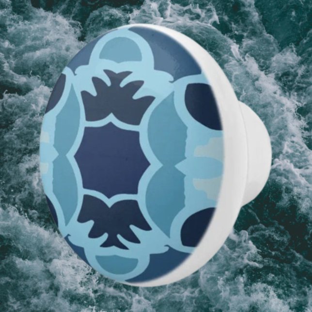 Color Fun Blue Collage Ceramic Knob (Creator Uploaded)