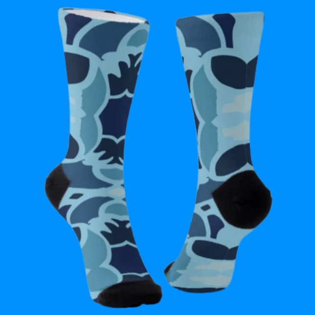 Color Fun Blue Collage Crew Socks (Creator Uploaded)