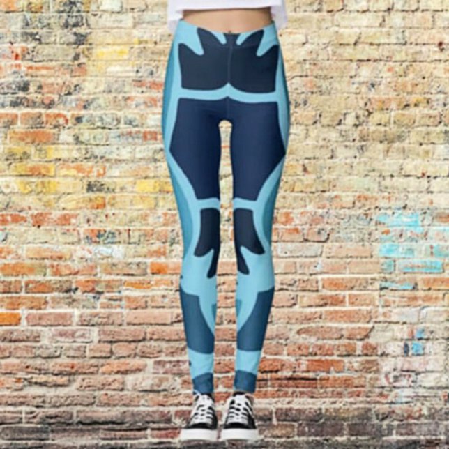 Color Fun Blue Collage Pattern Leggings (Creator Uploaded)