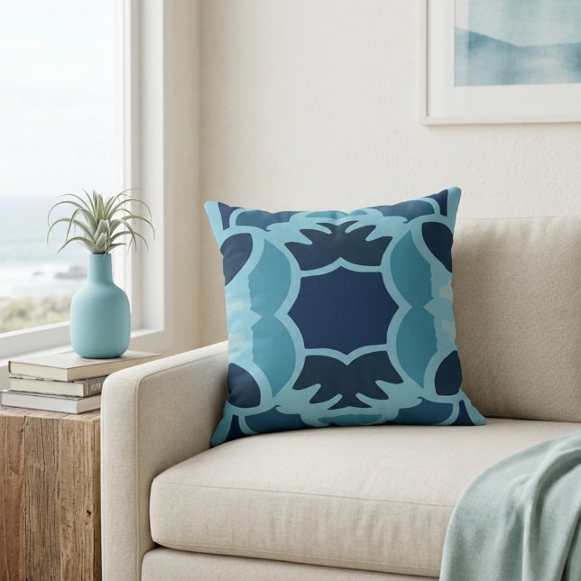 Color Fun Collage Throw Pillow – Blue Tones (Creator Uploaded)