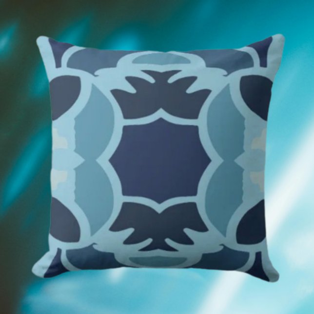 Color Fun Collage Throw Pillow – Blue Tones (Creator Uploaded)