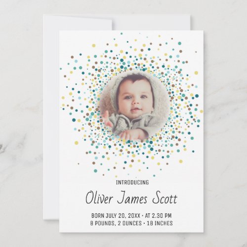 COLOR  Fun  green birth announcement card