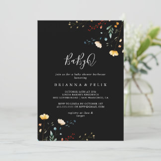 Color Garden Wildflower BabyQ Baby Shower Barbecue Invitation