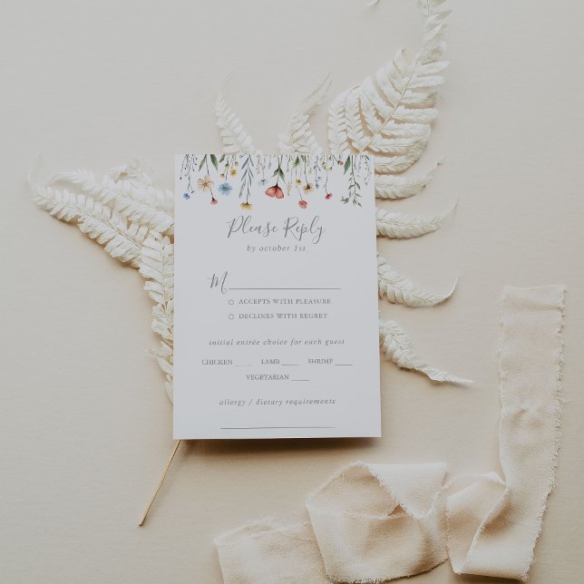 Color Garden wildflower Wedding Menu Choice RSVP (Creator Uploaded)