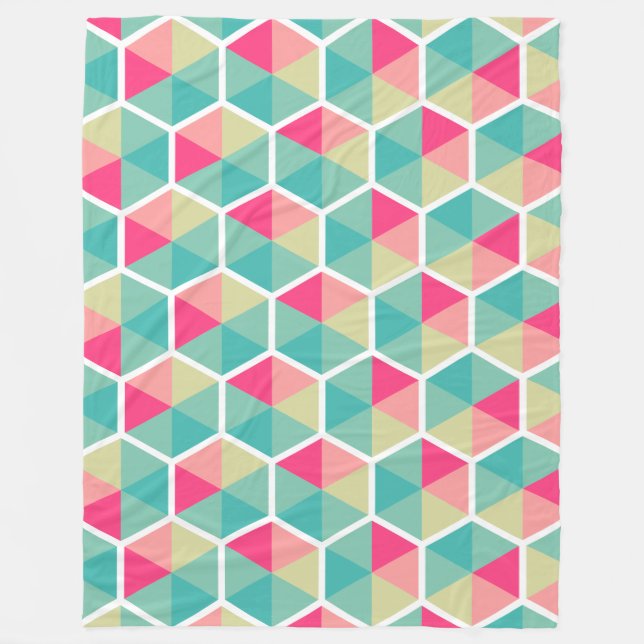 Color Geometric Honeycomb Pattern 02 Fleece Blanket (Front)