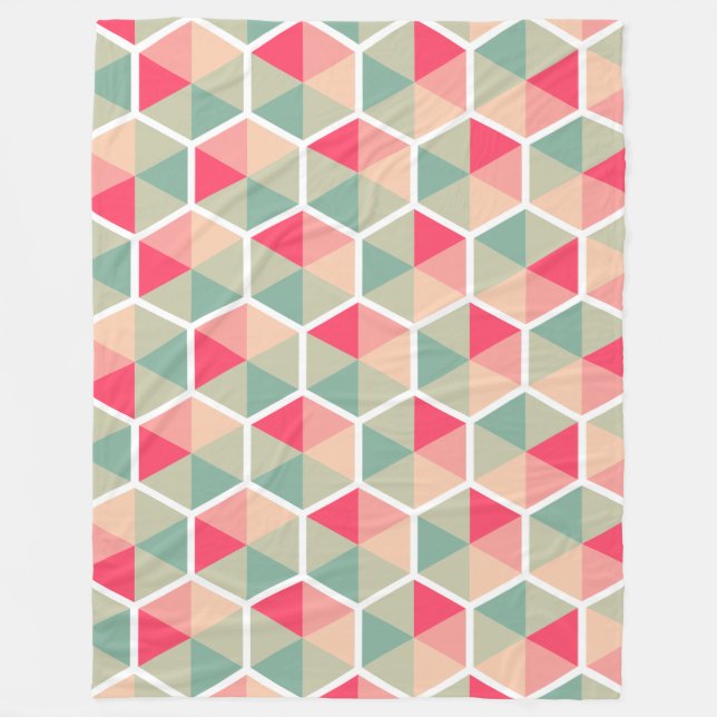 Color Geometric Honeycomb Pattern 04 Fleece Blanket (Front)