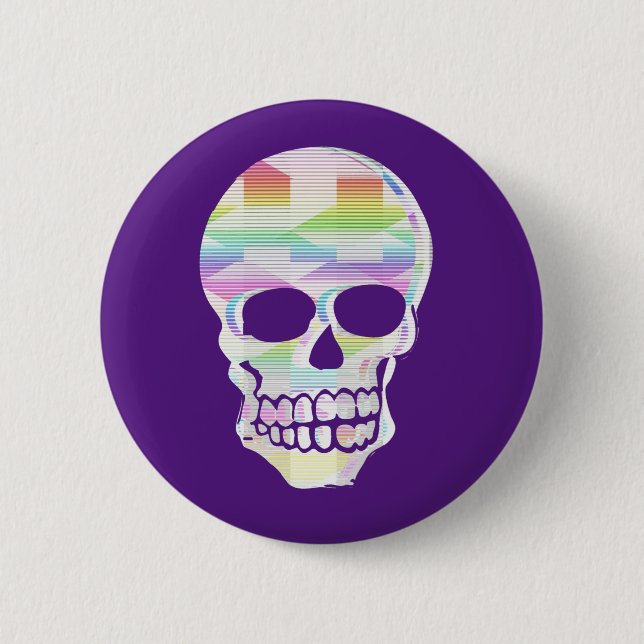  Color Glitch Skull Button (Front)