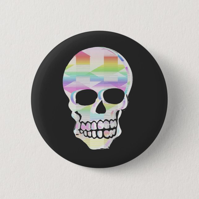 Color Glitch Skull Button (Front)