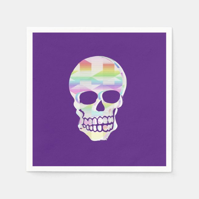 Color Glitch Skull  Napkins (Front)