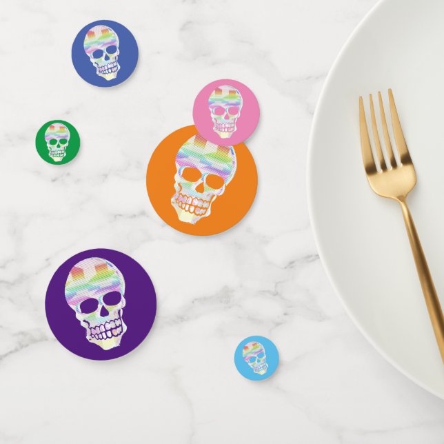 Color Glitch Skull Table Confetti (Group)