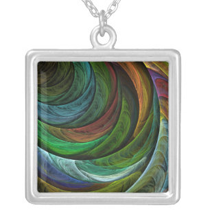 Color Glory Modern Abstract Art Pattern Elegant Silver Plated Necklace