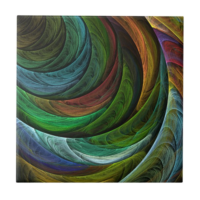 Color Glory Modern Abstract Art Pattern Elegant Tile (Front)