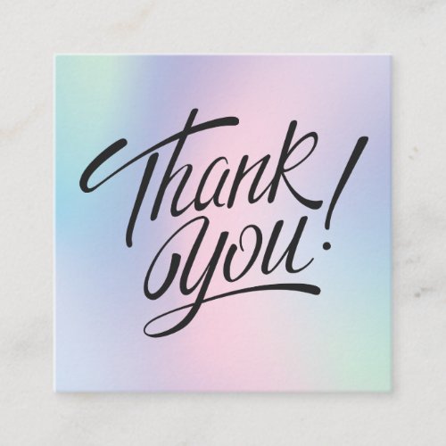 Color Gradient Calligraphy Discount Thank You Square Business Card