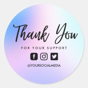 Color Gradient Custom Thank You Social Media Classic Round Sticker