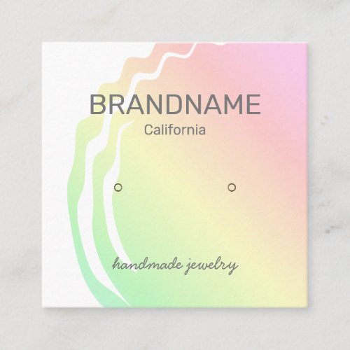 Color Gradient Ombre Rainbow Earrings Studs Logo Square Business Card