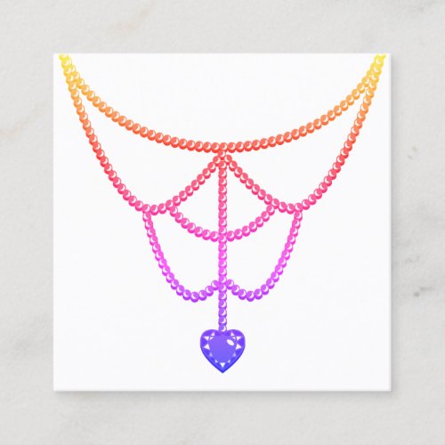 Color Gradient Ombre Rainbow Necklace Display Cute Square Business Card