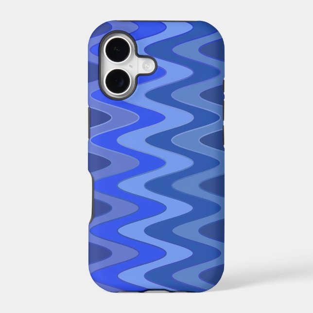 Color Gradients ZigZag Waves - blue Iphone Case (Back)