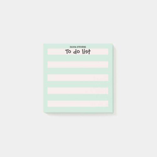 Color Green Stripe Monogram Post_it Notes