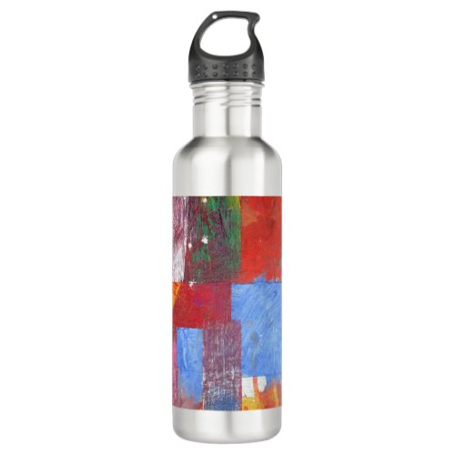 Color Grid blue red accents abstract Stainless Steel Water Bottle