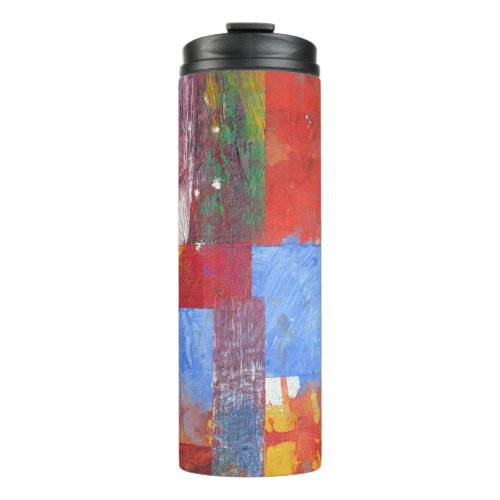 Color Grid blue red accents abstract Thermal Tumbler