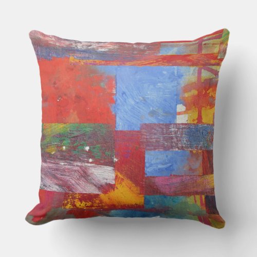 Color Grid multi color abstract design Throw Pillow