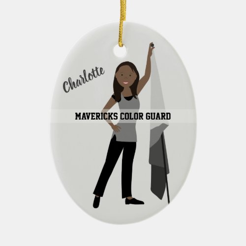 Color Guard African American Gray  Black Ceramic Ornament