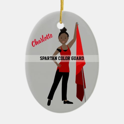 Color Guard African American In Red and Black Ceramic Ornament