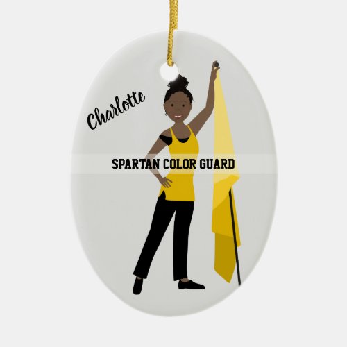 Color Guard African American In Yellow  Black Ceramic Ornament