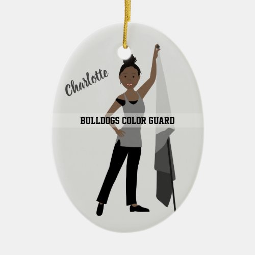 Color Guard Black Hair Gray  Black Ceramic Ornament