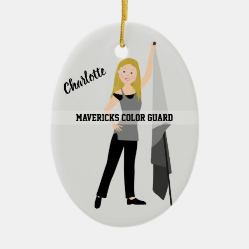 Color Guard Blonde Hair Gray  Black Ceramic Ornament