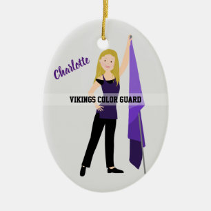 Color Guard Blonde Hair Purple & Black Ceramic Ornament