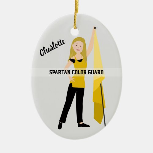 Color Guard Blonde In Yellow  Black Ceramic Ornament