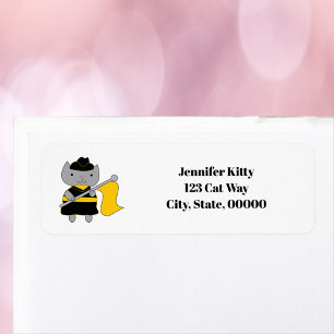 Color Guard Cat Black Personalize Return Address Label