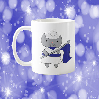 Color Guard Cat Blue and White Coffee Mug