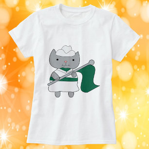 Color Guard Cat Green White T-Shirt