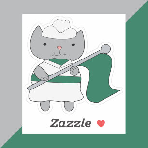 Color Guard Cat Parade Green White Sticker