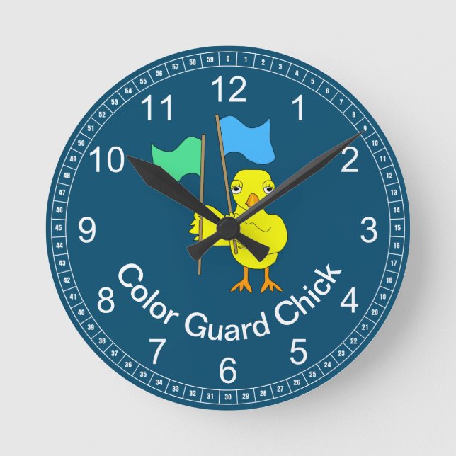 Color Guard Chick Round Clock (Front)