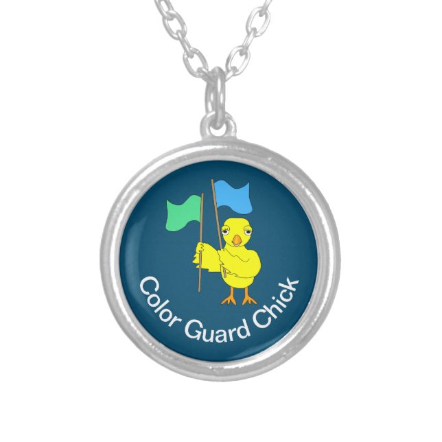 Color Guard Chick Silver Plated Necklace (Front)
