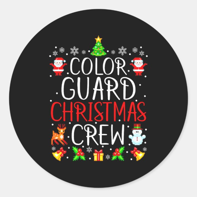 Color Guard Christmas Crew Matching Xmas  Classic Round Sticker (Front)