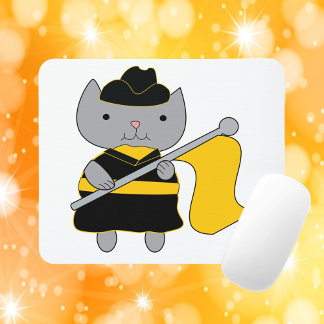 Color Guard Cute Cat Black and Yellow Mouse Pad