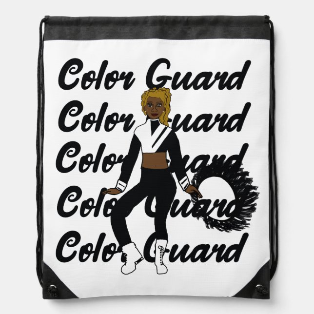 Color Guard Drawstring Bag Black White (Front)
