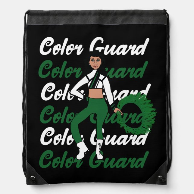 Color Guard Drawstring Bag Green White (Front)