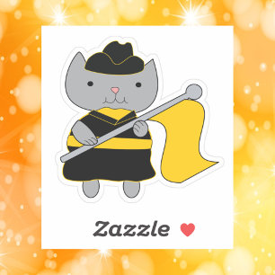 Color Guard Gray Cat Black Yellow Gold Sticker