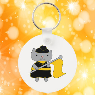 Color Guard Kawaii Cat Black Yellow Keychain