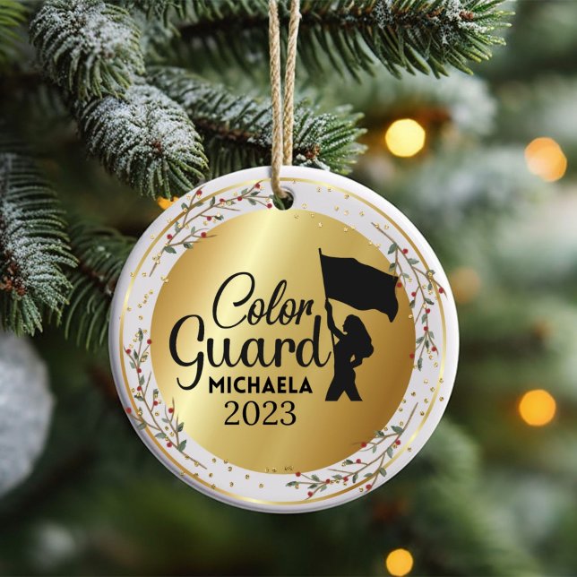 Color Guard Marching Band Christmas Ornament (Christmas ornament for a marching band color guard member customized with name and year)