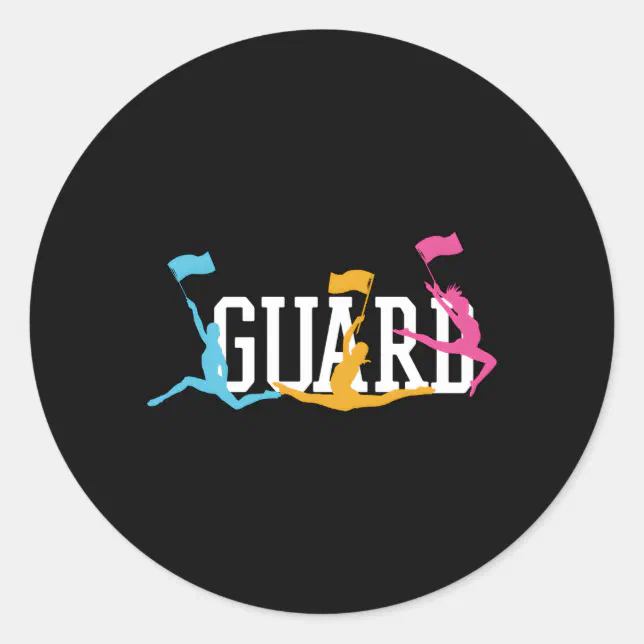 Point Guard Sticker Color Guard Marching Band Guard Flag Classic Round Sticker | Zazzle